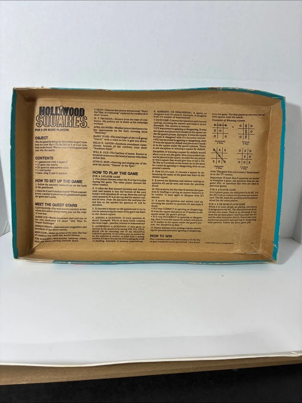 1986 HOLLYWOOD SQUARES BOARD GAME